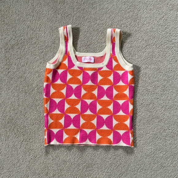 NEW Pink And Orange Sweater Tank Top, Size XS - Picture 6 of 12